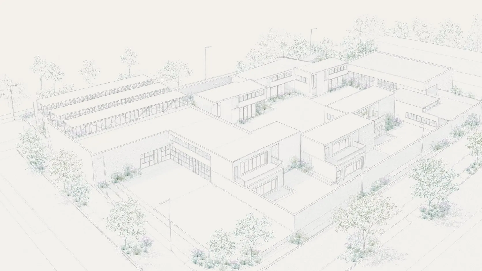Groupe scolaire, Nantes — Axonométrie générale
