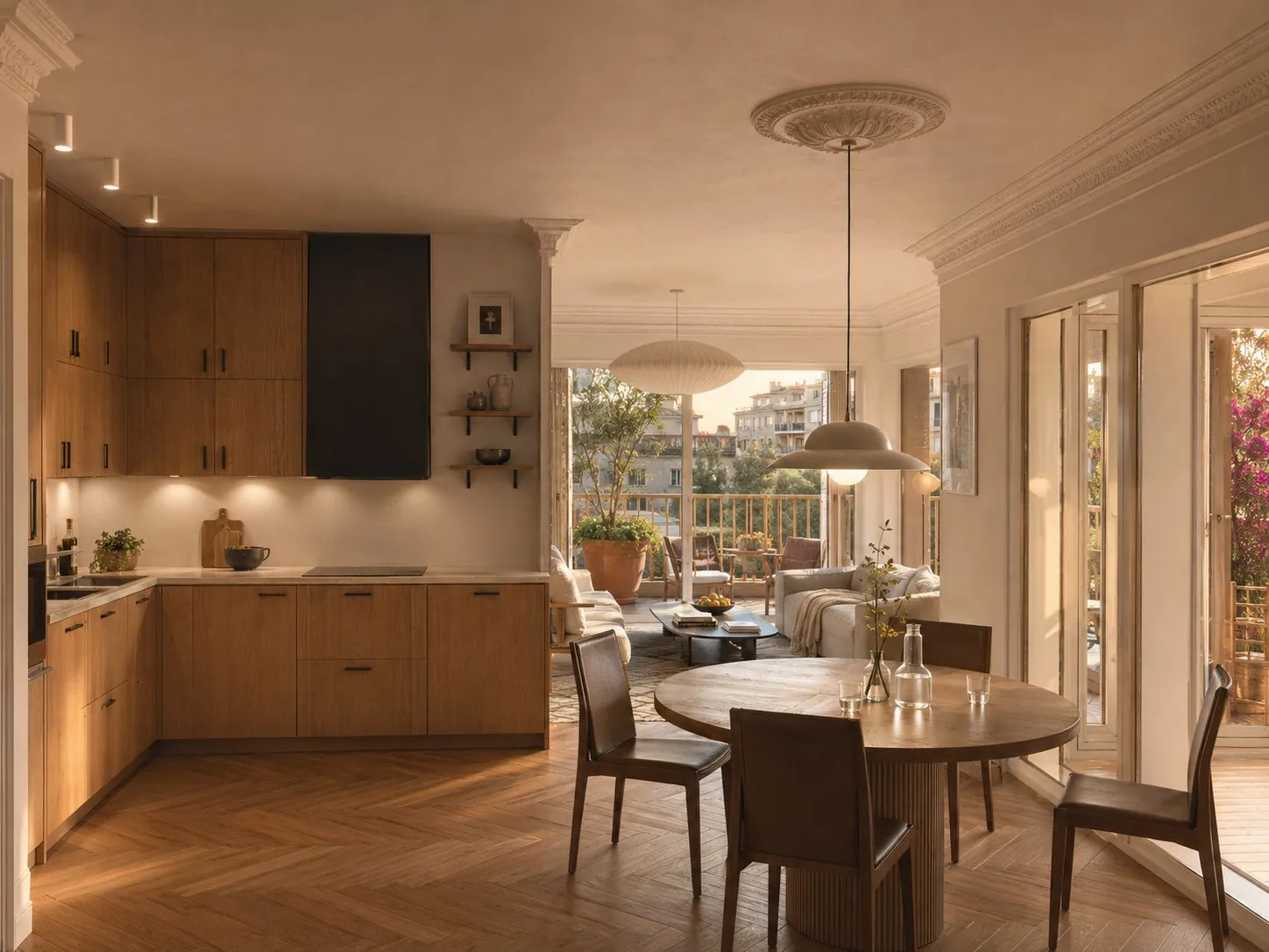 Usine Pillard, Marseille — Séjour et cuisine — appartement type